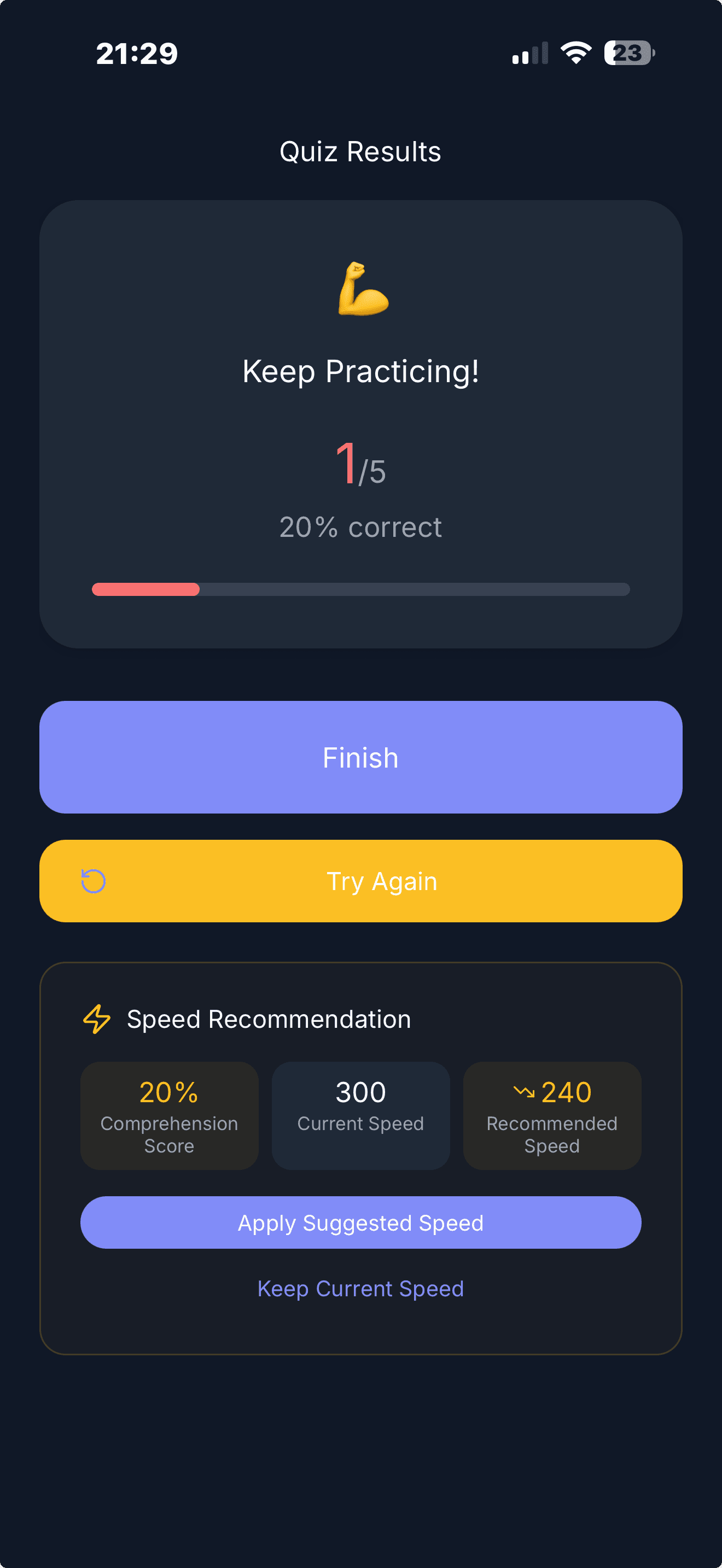 Comprehension-Adjusted Speed