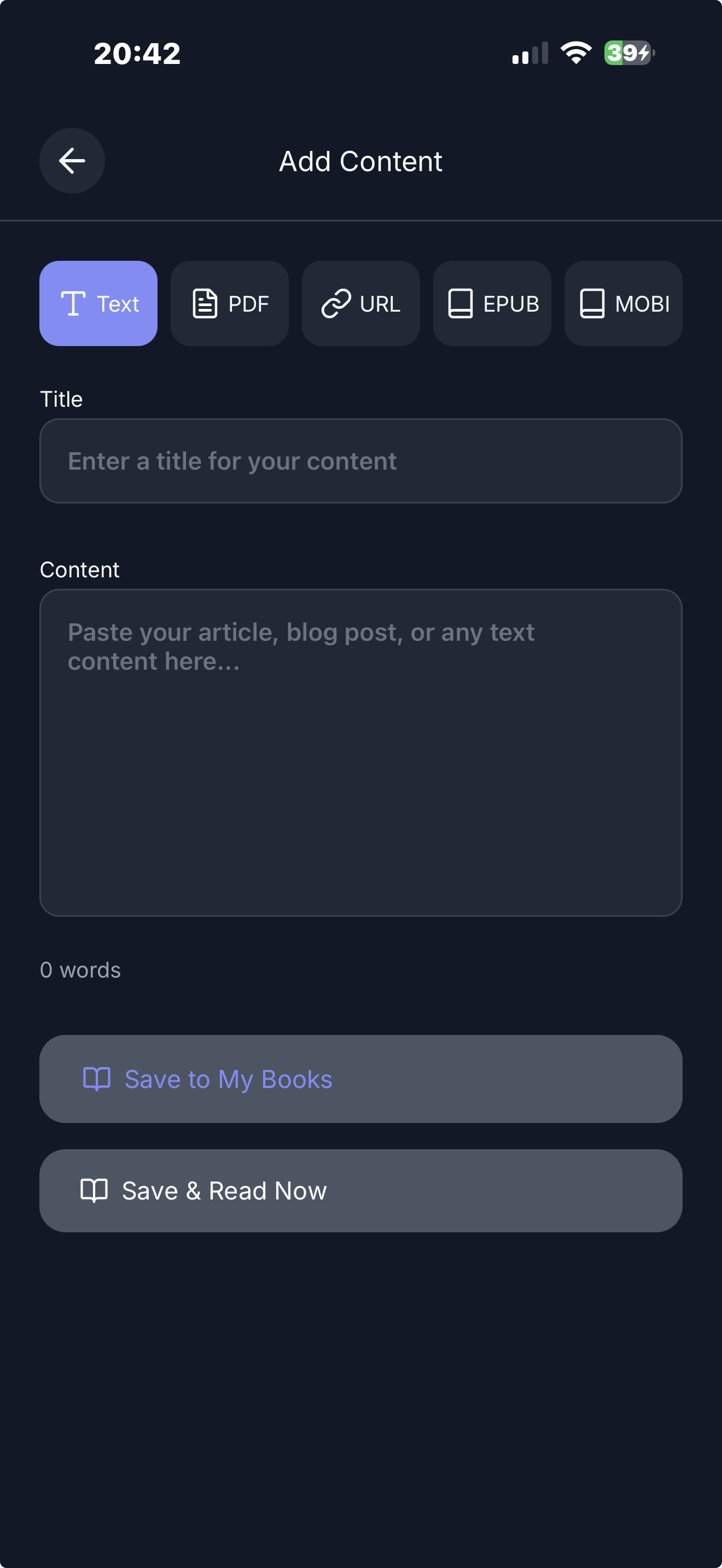 FastReadi MOBI File Upload